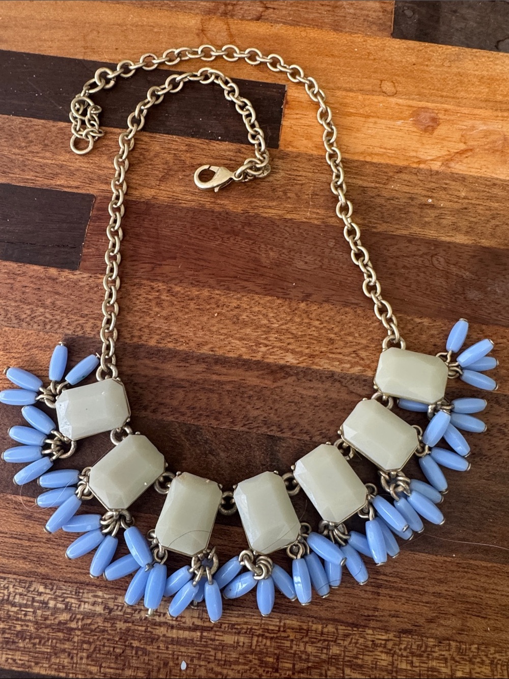 J. Crew Gold-Tone Necklace with Light Blue and Ivory Accents